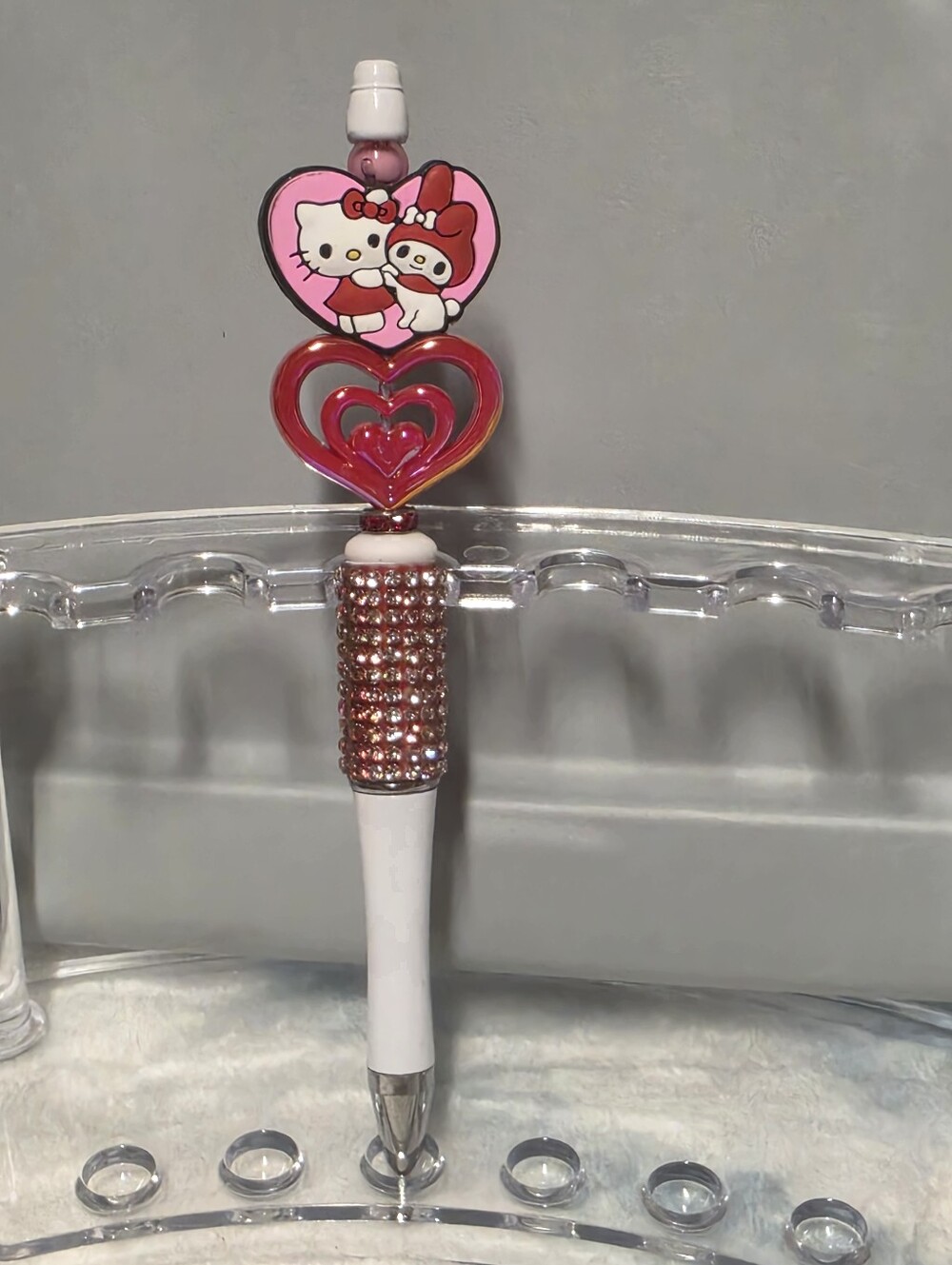 Hello Kitty Pink Heart Rhinestone Pen